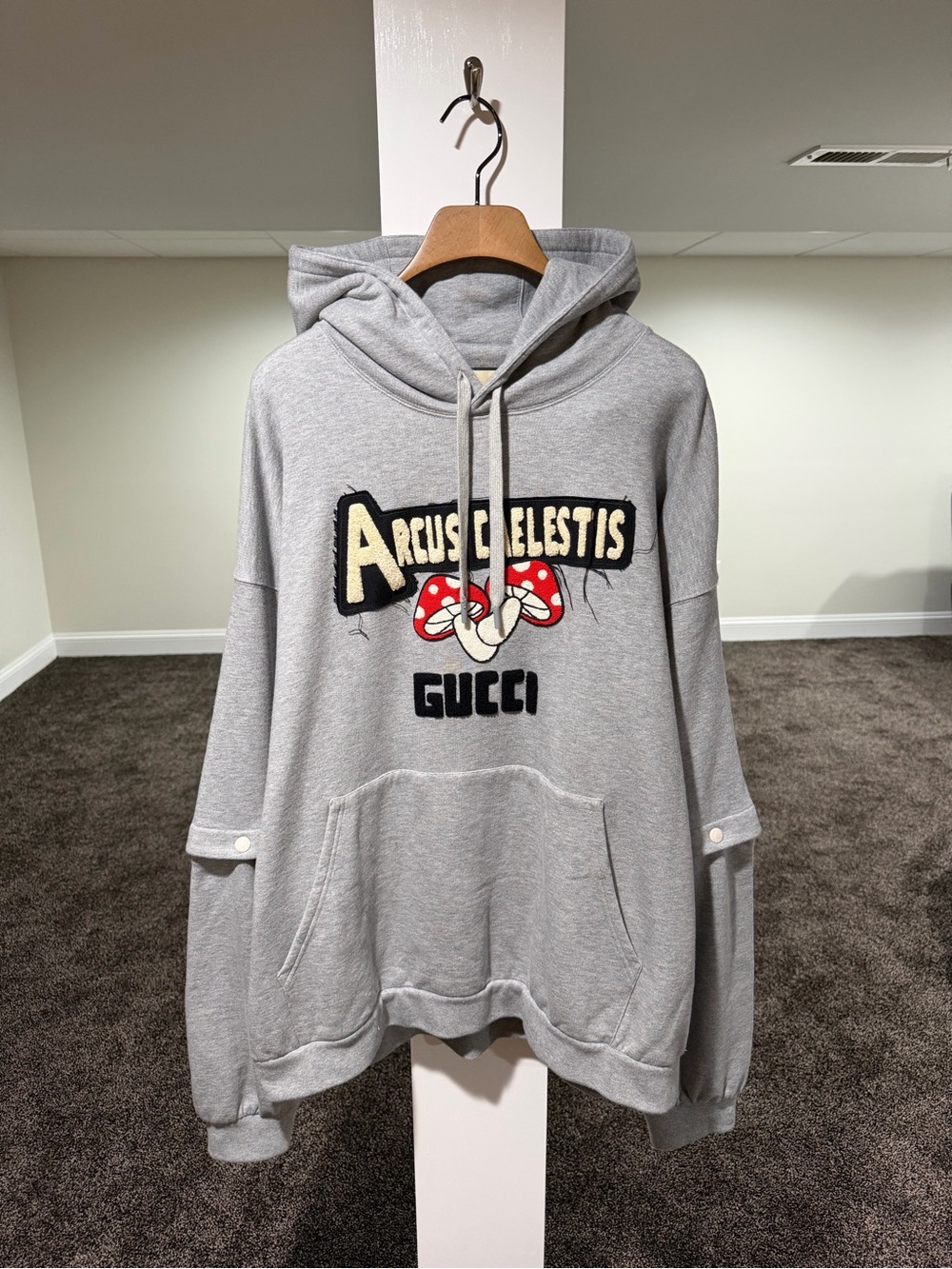 Gucci FW23 Arcus Caelestis Mushroom Patch Gray Hoodie